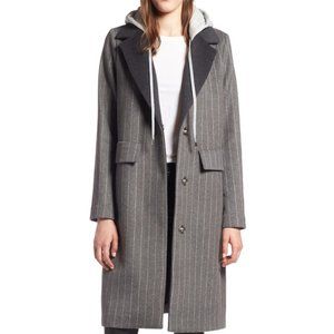 NWT Kendall Kylie Gray Pinstripe Wool Coat Jacket